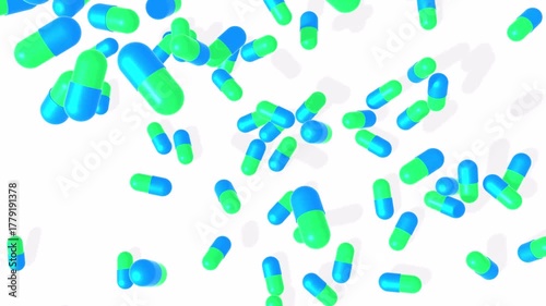 Medical pills falling on the floor. Pills and drugs tablets. Pharmaceutical Industry. Medicine concept. Health care. Available in FullHD and 4K video