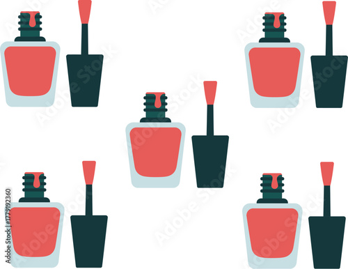 Nail polish bottle open with brush vector illustration beauty manicure cosmetic product