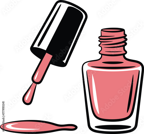 Nail polish bottle pink color manicure beauty fashion cosmetic lacquer enamel varnish