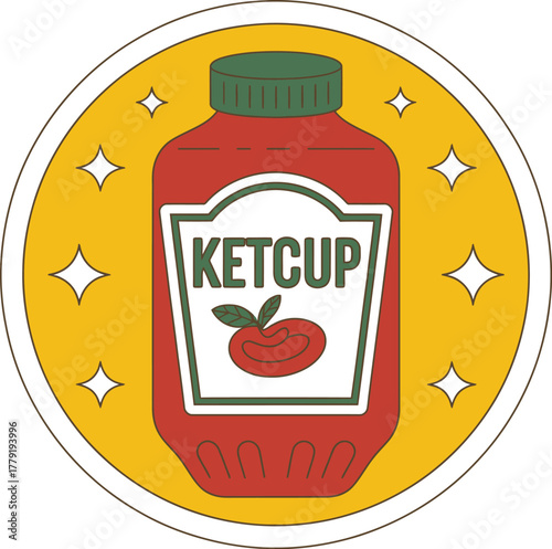 Ketchup bottle illustration vector graphic design food condiment tomato sauce art