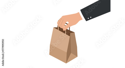 Hand holding ecofriendly paper bag in minimalist design