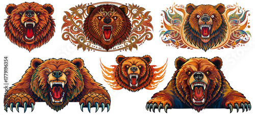 強暴な熊ベクターセットイラスト