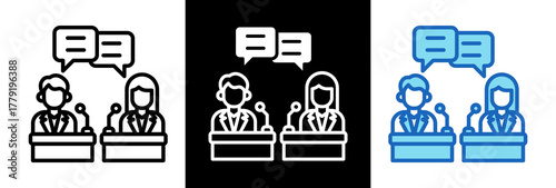 Public Debate whiteblack icon