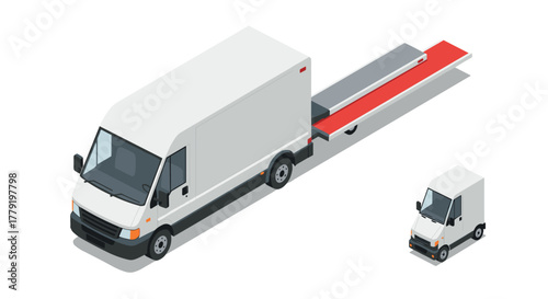 Isometric delivery van with expanding cargo space for efficient transportation solutions
