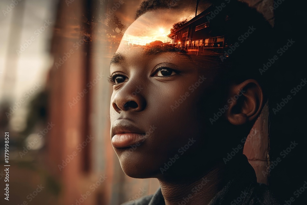 custom made wallpaper toronto digitalabstract collage of black teenager boy and slum