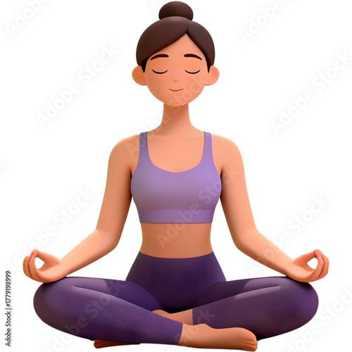 Woman meditating peacefully in a lotus pose, embodying tranquility and wellness