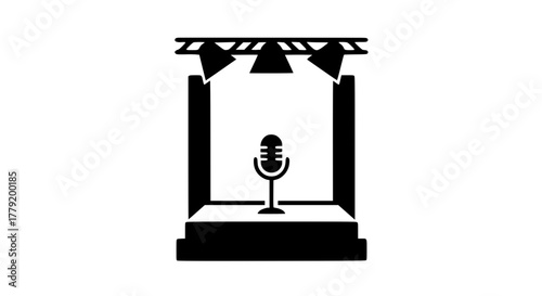 Concert scene audio black white icon