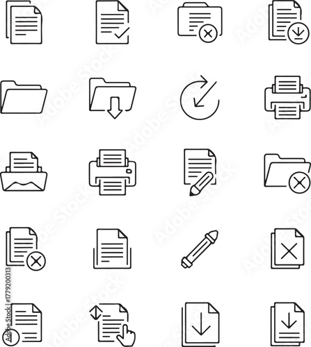 Document and Folder Management Icons Set Keywords: document, folder, management, icons, set