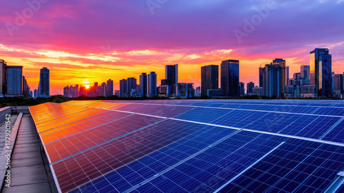Modern rooftop solar panels...