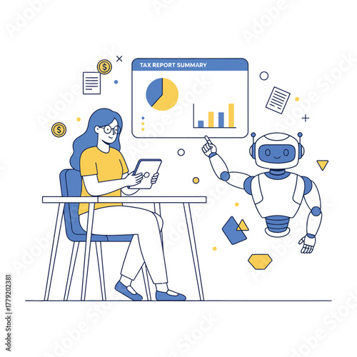 vector illustration of a man working on a computer