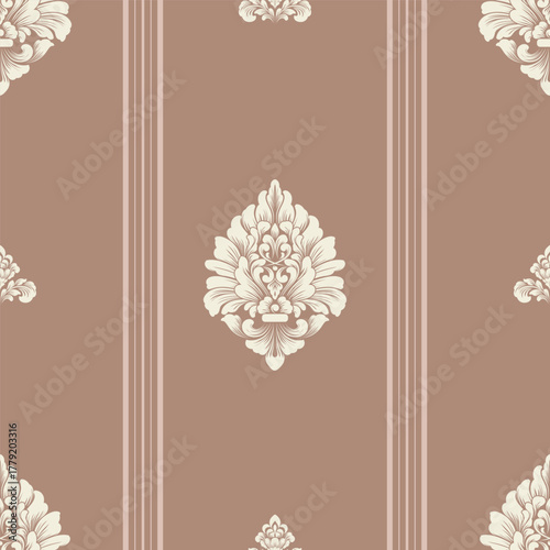 Damask modern seamless pattern element. Vintage classical old fashioned damask ornament, seamless texture for wallpapers, textile.