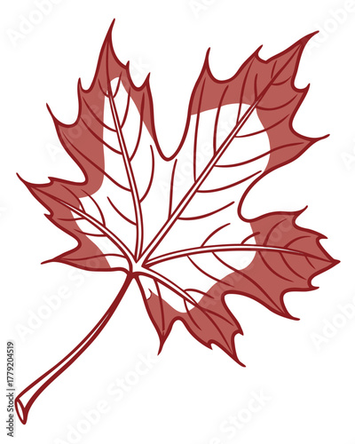 Red Maple Leaf Vector Illustration – Autumn Fall Season Symbol Isolated on White Background