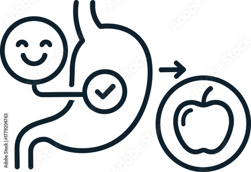 Healthy Stomach Apple Transformation Therapy Digestive Relief Icon System