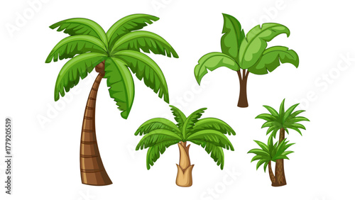 Tropical Paradise of Palms: A collection of various palm trees, lush and vibrant, representing the essence of a tropical oasis, perfect for conveying the beauty of nature. 