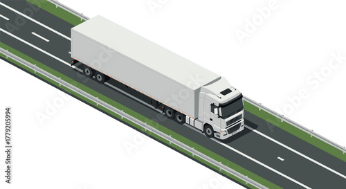 Isometric truck on highway modern logistics and transportation in action