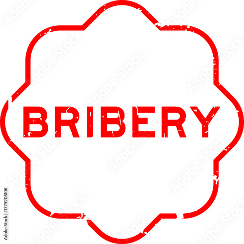 Grunge red bribery word rubber seal stamp on white background