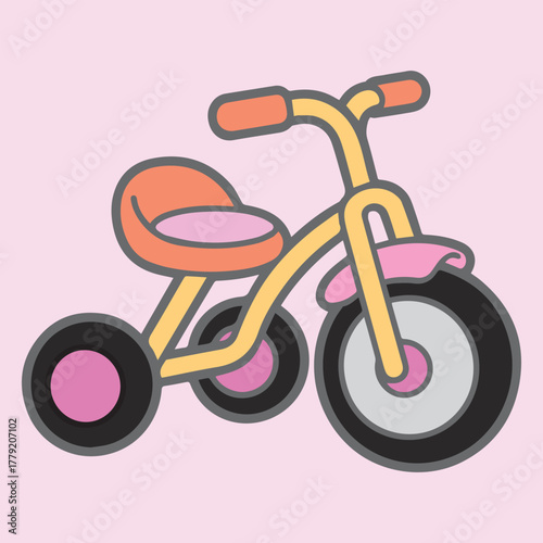 pink bicycle isolated on white background