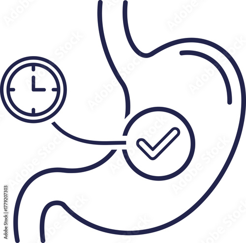Healthy Stomach Time Checkup Illustration Design Digestive Abdomen Digestion Organ Vector Icon