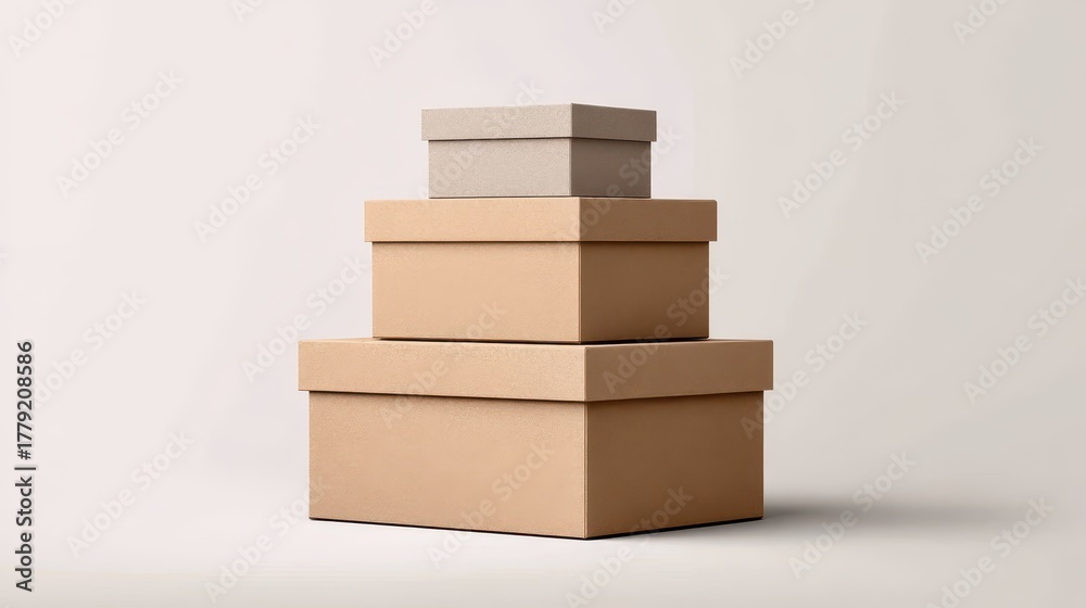 Obraz premium Simple Stacked Box Packaging Mockup with Two Views