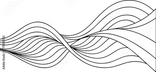 Abstract flowing wave lines create a harmonious and dynamic visual pattern, representing connectivity, movement, and graceful energy in a minimalist graphic design