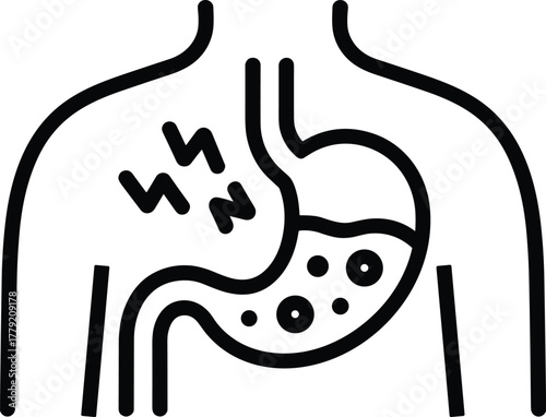 Painful digest icon abdominal stomach disease upset guts liver treatment remedy