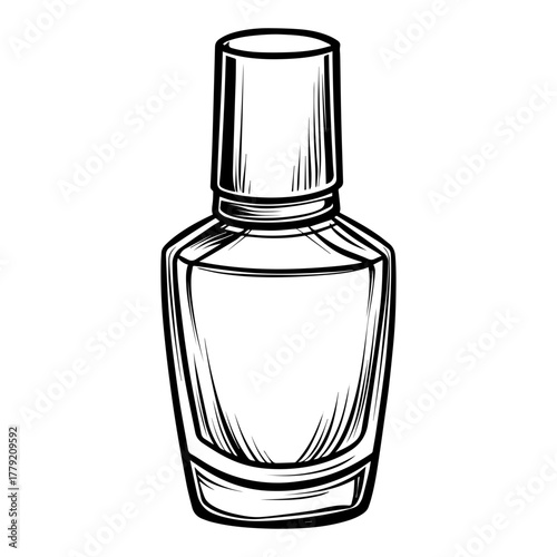Hand Drawn Nail Polish Bottle Vector Illustration – Beauty Cosmetic Line Art