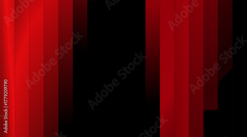 Foto Minimalist black background with vibrant red light elements descending from the top, perfect for bold title backgrounds or cinematic suspense