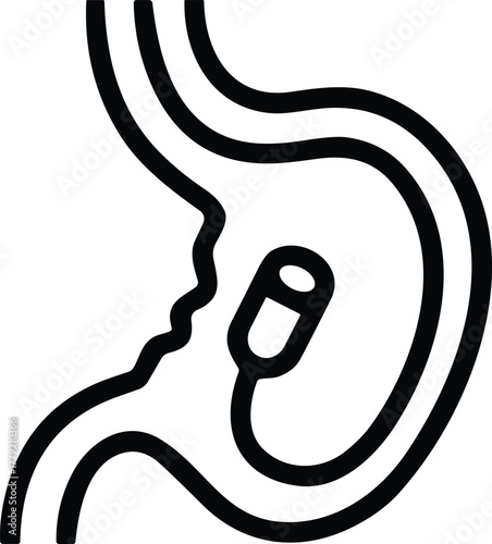 Stomach Organ Digest Icon With Medicine Tablet Representing Health Gastro Abdomen