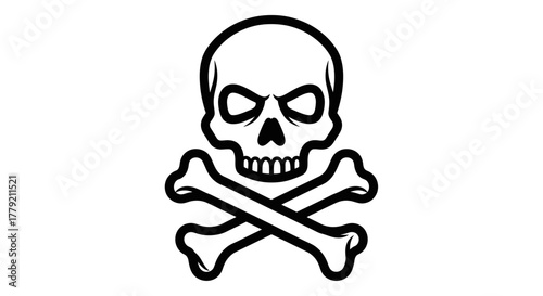 Black and white illustration of a skull with crossed bones, a symbol of danger and poison.