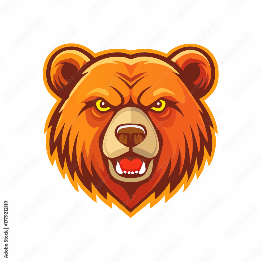 Obraz premium Angry Bear Head Mascot Logo Design.