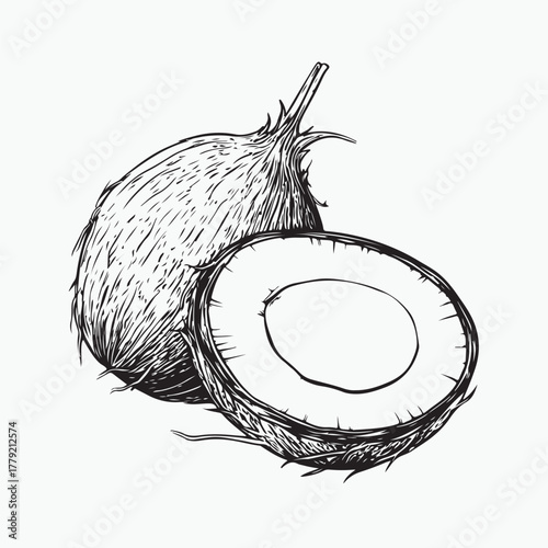 sketch of coconut fruit