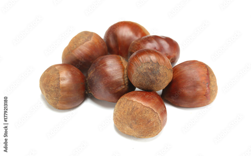 Fototapeta premium French chestnuts on a white background