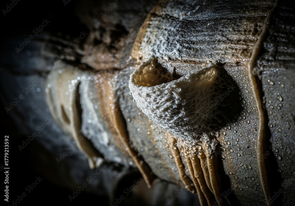 Fototapeta premium Swallow nests attached to the cave walls