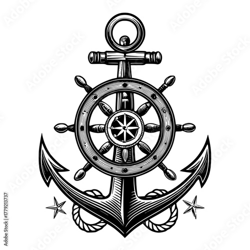 steering wheel and anchor