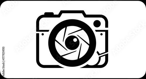 Black and white illustration of a camera, perfect for photography-related projects and designs.