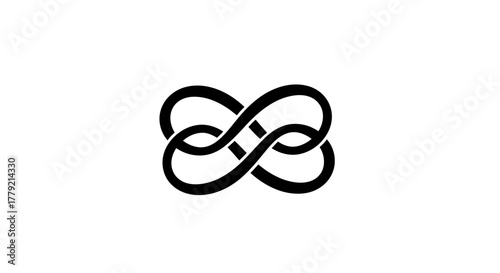 A black double infinity symbol with intertwined loops on a plain white background.