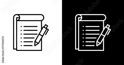 Note Taking  White Icon Set Design