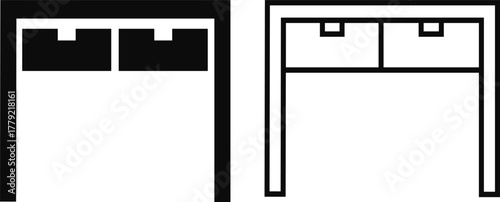 Cabinet vector icon set, office furniture, drawer storage, archive box, and file organizer collection, cupboard and filing cabinet group in black, flat, and line style vector illustration