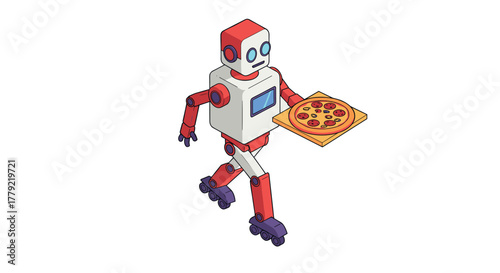 Robotic delivery futuristic robot with pizza showcasing modern technology