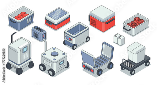Variety of isometric coolers and portable devices for modern storage solutions