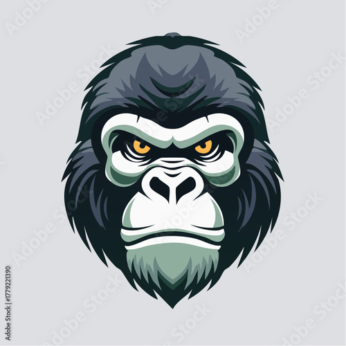 Gorilla Face Illustration Fierce Expression Intense Eyes.