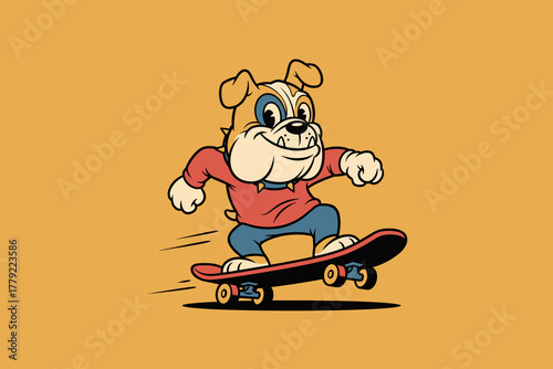 Cartoon Bulldog Skater - A Fun and Energetic Illustration of a D