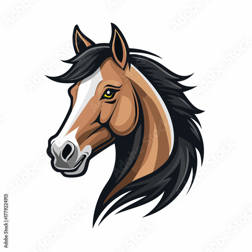 Majestic Horse Head Portrait Illustration.