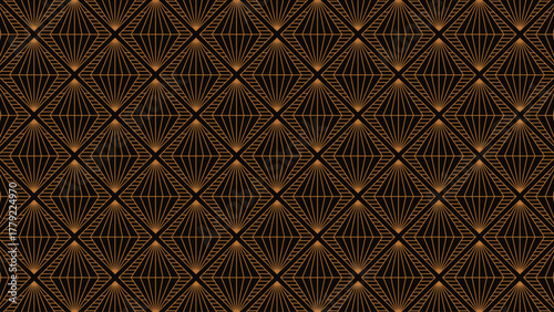 Elegant Art Deco Geometric Diamond Motif with Golden Lines