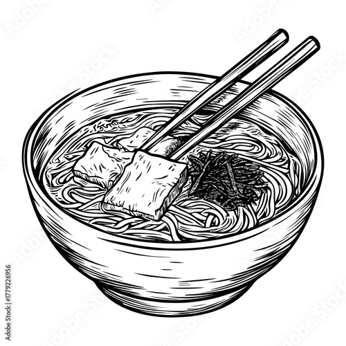 Hand-Drawn Japanese Ramen Noodle Vector Illustration – Asian Food Sketch