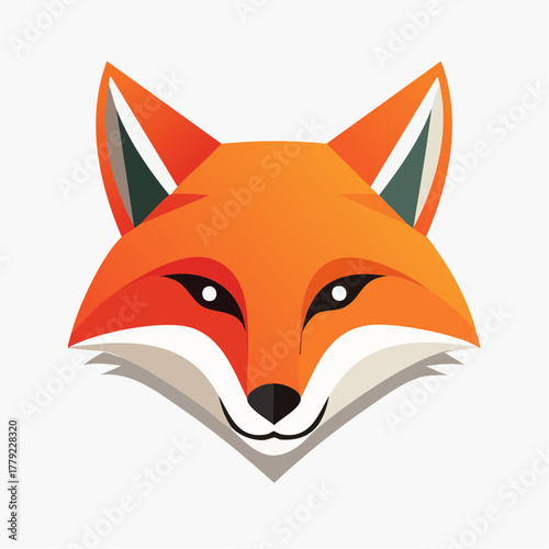 Stylized Geometric Fox Head Vector Illustration on White Background.