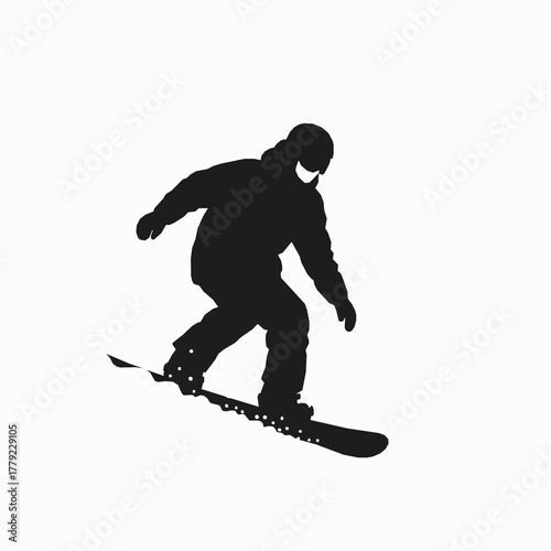 Snowboarder Silhouette Riding Downhill