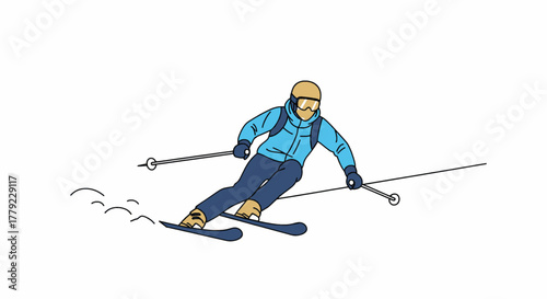 Colorful Skier in Action on Snow