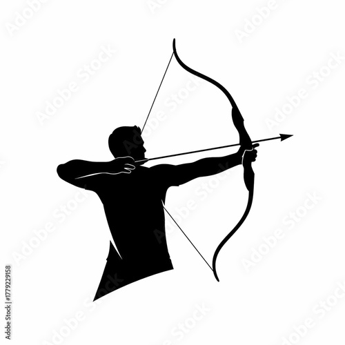 Archer Silhouette Aiming with Bow