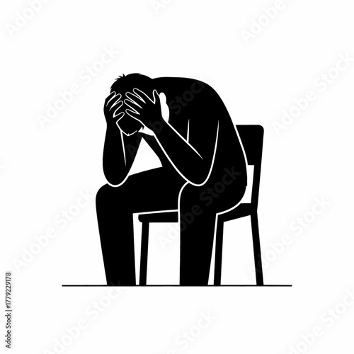 Person Sitting on Chair in Deep Stress Silhouette